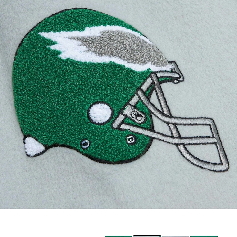 Mitchell & Ness Green and Gray Philadelphia Eagles Varsity Jacket - Picture 6 of 15